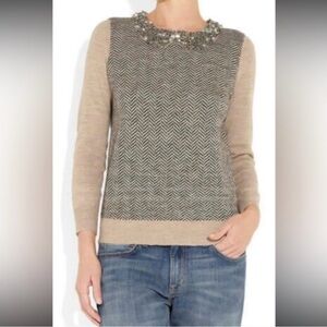 J CREW Alpaca and Wool Sweater with embellished collar, size S